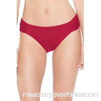 Becca by Rebecca Virtue Women's American Shirred Tab Side Hipster Bikini Bottom Crimson S B07GLXT234
